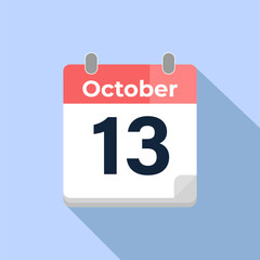 October 13 Vector Calendar
Modern flat color vector calendar with date