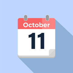 October 11 Vector Calendar
Modern flat color vector calendar with date