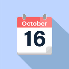 October 16 Vector Calendar
Modern flat color vector calendar with date