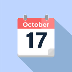 October 17 Vector Calendar
Modern flat color vector calendar with date