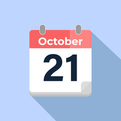 October 21 Vector Calendar
Modern flat color vector calendar with date