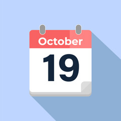 October 19 Vector Calendar
Modern flat color vector calendar with date