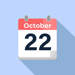October 22 Vector Calendar
Modern flat color vector calendar with date