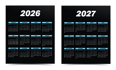 Minimalist 2026–2027 calendar template designed with a clean and modern layout
