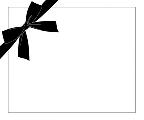 Black ribbon bow corner design on white background,corner ribbon bow stock vector,black ribbon bow on corner  background,black ribbon bow background image ,xribbon boe corner design 