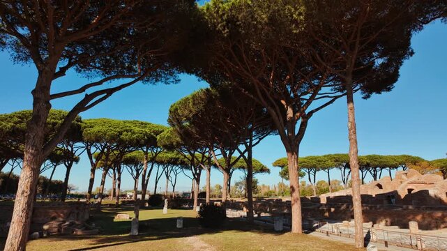 The ruins of Ostia Antica, the old port of Rome, Lazio, Italy, dating back to the 7th century BC