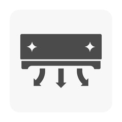 Clean wind airflow vector icon, showing cool fresh air coming from new, clean air conditioning indoor unit. Represent efficient HVAC cooling, air circulation, energy savings and healthy air quality.