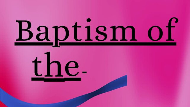 Baptism of the Lord Typography Animation on Pink Gradient with Blue Ribbon Wave, Christian Church Announcement, Worship Service Title Card, Religious Holiday Motion Background