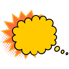 Pop-art speech bubble illustration. Bold comic style with vibrant colors and halftone accents. Perfect for posters, social media graphics, stickers, and creative advertising.