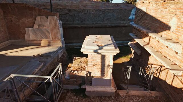 The ruins of Ostia Antica, the old port of Rome, Lazio, Italy, dating back to the 7th century BC