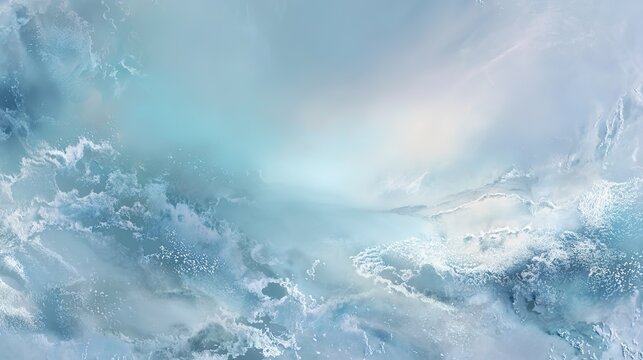 Stunning Aerial View of Turbulent Ocean Waves Crashing on Ice Formations in a Cold Winter Wonderland with Sparkling Ice Shards and Misty Atmosphere