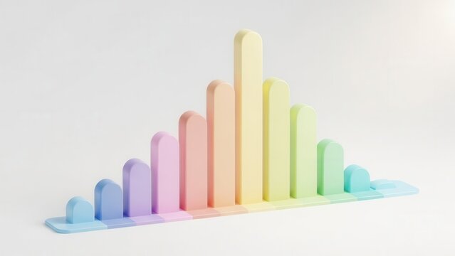 Pastel gradient column chart representing statistical growth and positive trends on a white