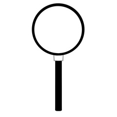 Magnifying glass icon simple line drawing illustration