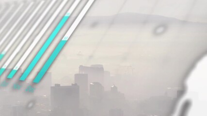 Zooming on code text starting infographic panning out bars filling map sliding revealing data links