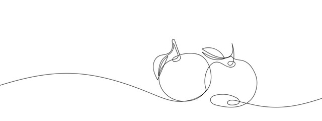 Two apples in one continuous line Vector illustration, One line art, Line art graphic style Editable stroke.