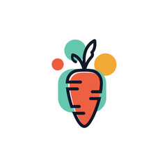 Stylized Carrot Illustration with Vibrant Geometric Shapes.