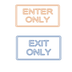 Enter only and exit only signs with glowing neon effect isolated on transparent background