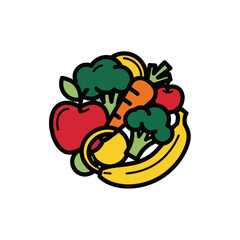 Colorful Assortment of Fruits and Vegetables Illustration.