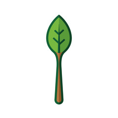 Stylized green leaf spoon icon for eco friendly eating.