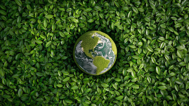 Earth Day Surrounded by Leaves: Eco-Themed Photorealistic Nature Banner Shot on Nikon Z9