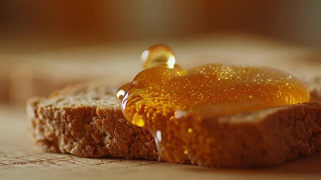 Golden Honey Drizzle on Sliced Bread A Sweet, Natural Delight