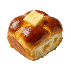 Delicious butter roll fresh baked breakfast bread food bakery item view isolated on transprint background