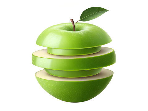 Sliced Green Apple: A vibrant and refreshing sliced green apple showcases its juicy interior, offering a delightful visual of healthy eating and freshness. - Powered by Adobe