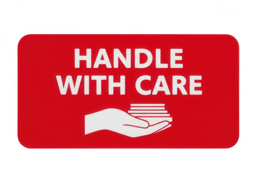 Handle With Care Warning Label for Fragile Items.