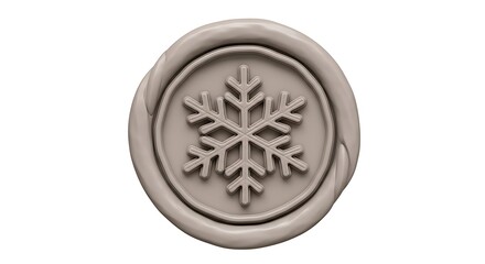 Elegant Snowflake Wax Seal on White Background.