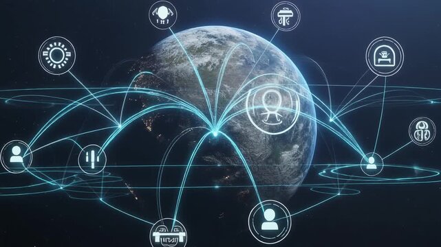 Communication technology for internet business. Global world network and telecommunication 