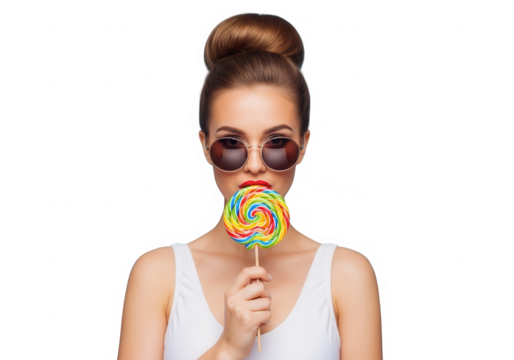 Woman with Sunglasses and Lollipop.
