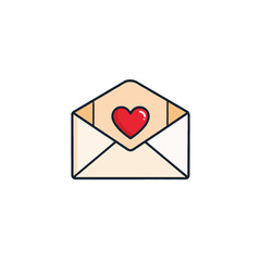 Delivering affection, a delightful envelope featuring a heart shaped symbol within, expressing
