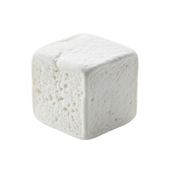 Soft Dessert Marshmallow Cube Positioned on Transparent Background
