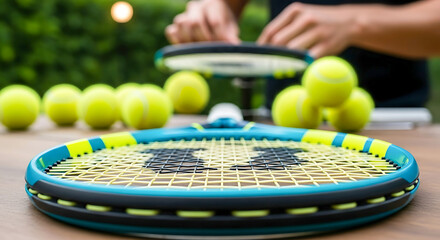 Tennis Racquet and Balls Ready for Play