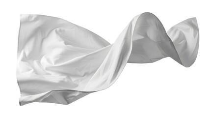 Obraz premium Weightless Fabric: A pristine white cloth dances through the air, its curves and folds creating a dynamic display of movement and flow, evoking a sense of lightness and purity.