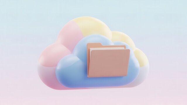 3D Pastel Briefcase with Floating Social Media and Business Notifications