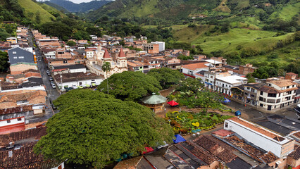 Fototapeta premium Hispania, Antioquia, Colombia. October 8, 2025. It is a mountainous municipality located in the western Andes.