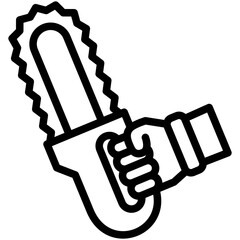 Chainsaw Outline Icon Mini Illustration, Use For Modern Concept, Print, Ui, Ux Kit, Web And App Development. Vector Related To Firefighter, Rescue And More