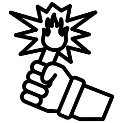 Flare Outline Icon Mini Illustration, Use For Modern Concept, Print, Ui, Ux Kit, Web And App Development. Vector Related To Firefighter, Rescue And More
