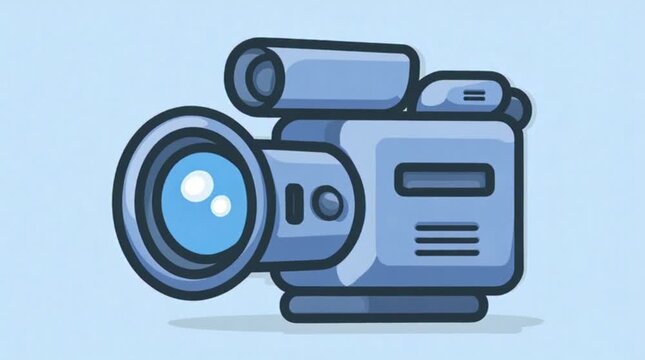 Retro cartoon video camera icon animation for content creation and vintage tech nostalgia