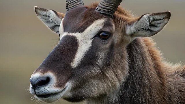 Close-up Portrait of a Waterbuck: Majestic Wildlife in Stunning Detail, Antelope Wildlife Video