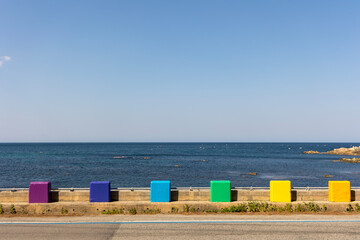 Road guide rails decorated with colors
