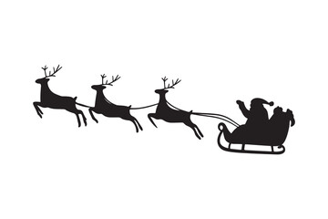 christmas santa with reindeer silhouette