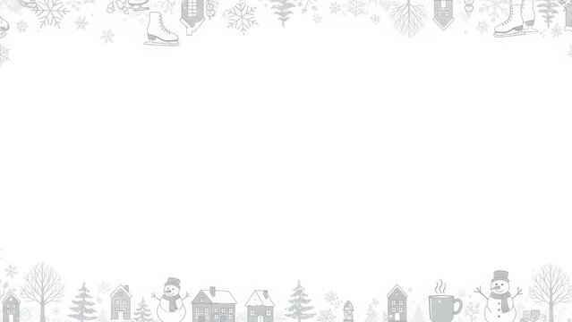 Hand drawn cityscape border with white space for text or image