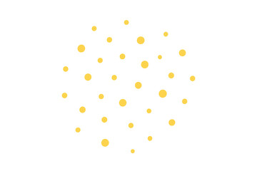 Yellow dots pattern creating abstract confetti or particle design with transparent background for celebration themes