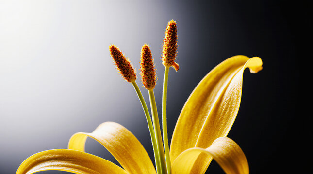 Floral Anatomy of the Yellow Lily: Extreme Detail of Stamen and Pollen