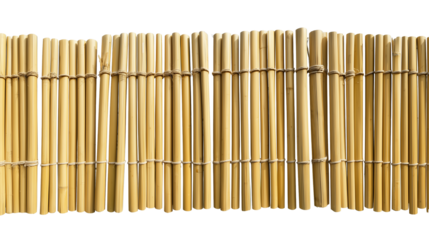 Close-up of bamboo fence with transparent background