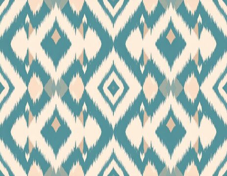 Decorative Teal and Beige Diamond Pattern
