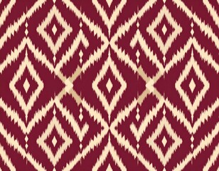 Fototapeta premium Maroon and Cream Geometric Textile Pattern