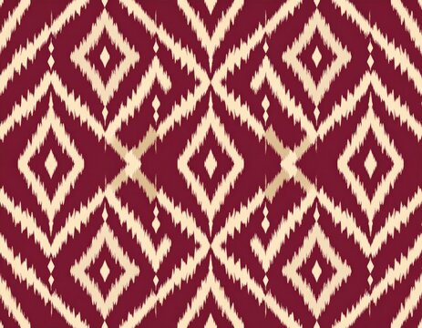 Maroon and Cream Geometric Textile Pattern